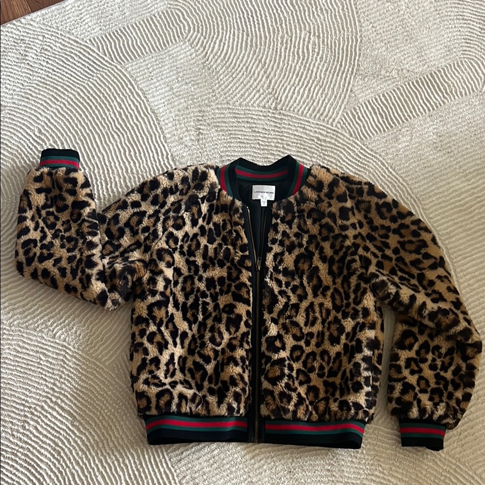 Lavender Brown Brown Bomber Jacket Leopard Print